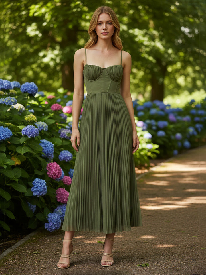 Chiffon A Line Square Neck Spaghetti Straps Corset Cocktail Dresses