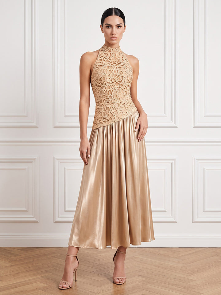 Laces A Line Halter Ankle Length Pleats Cocktail Dresses