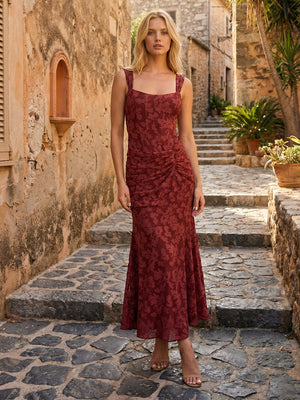 Jacquard Spaghetti Straps Sheath Wedding Guest Dresses