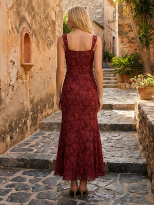 Jacquard Spaghetti Straps Sheath Wedding Guest Dresses