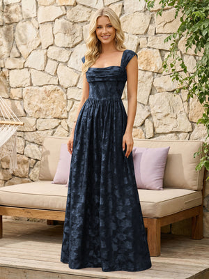 Floral Cowl Neck A Line Pleats Wedding Guest Dresses