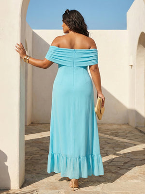 Chiffon Off the Shoulder Side Slit Wedding Guest Dresses