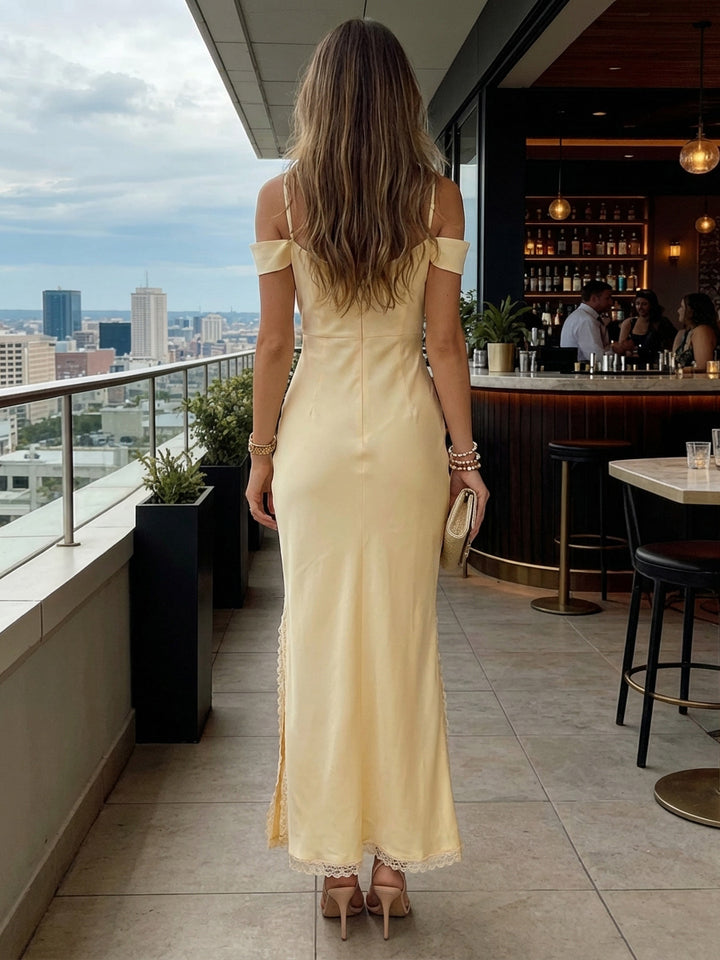 Satin Mermaid Spaghetti Straps Floor Length Wedding Guest Dresses