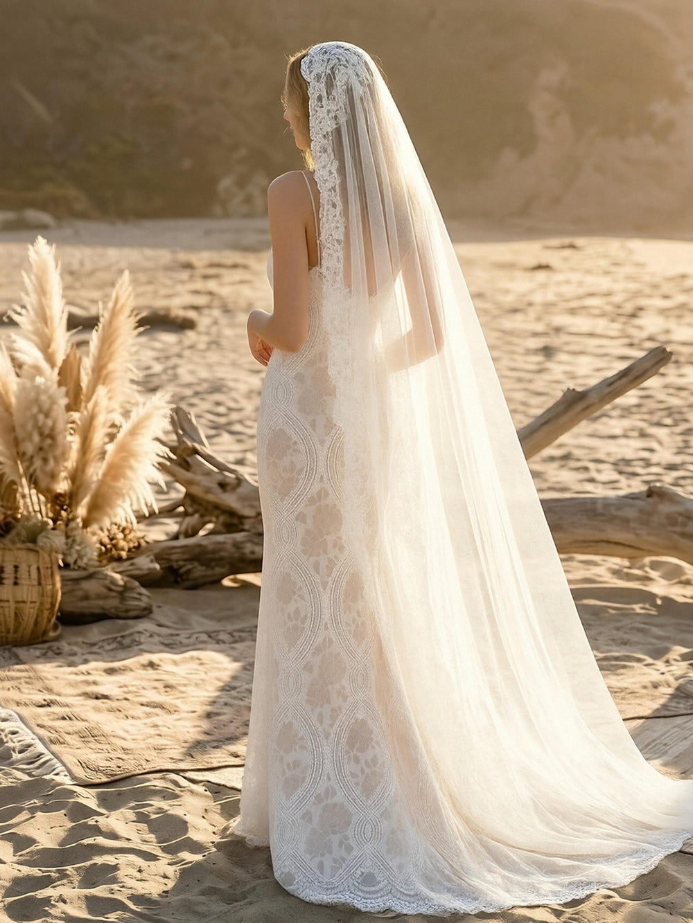 Laces Mermaid Spaghetti Straps Long Wedding Dresses