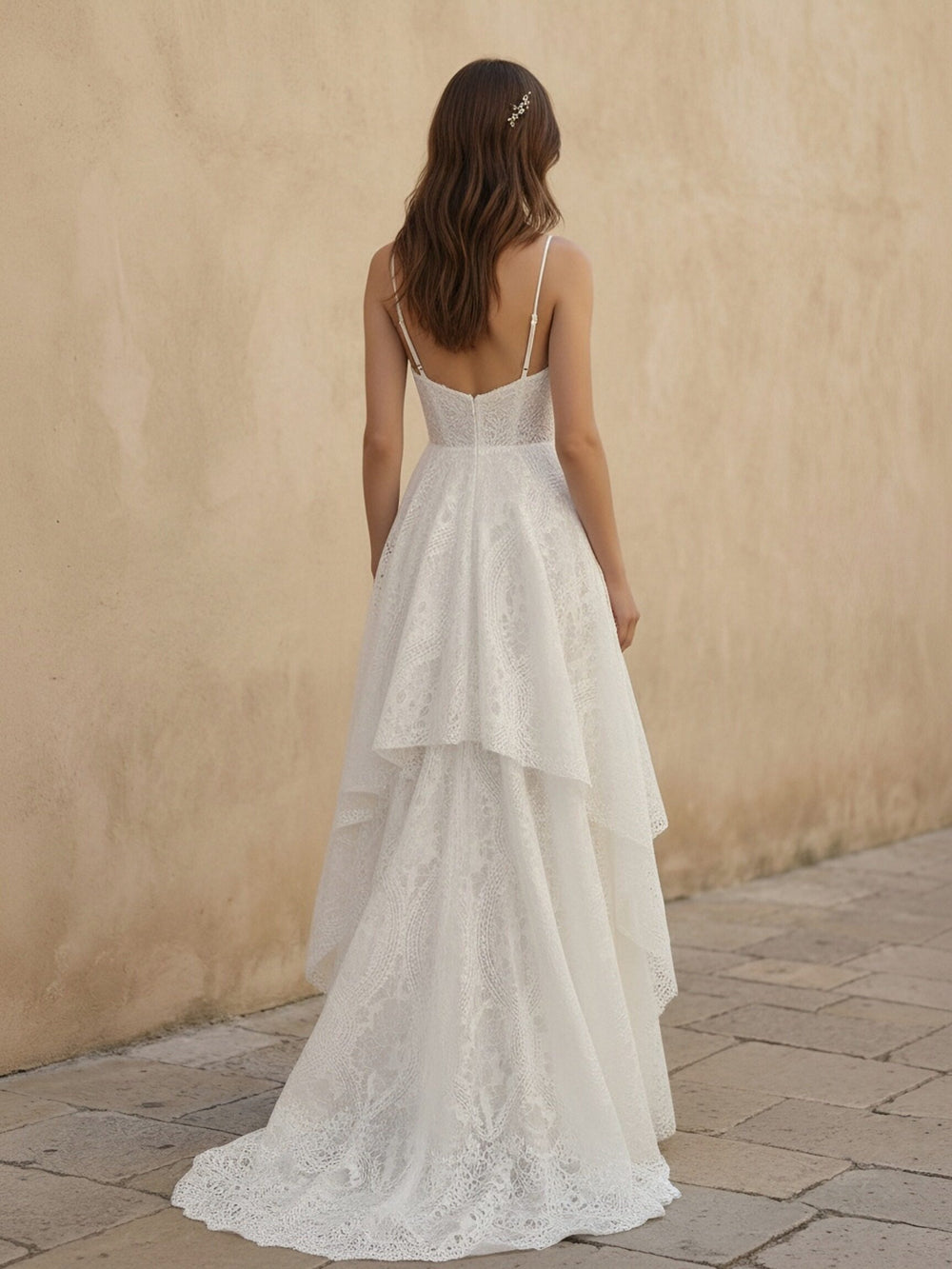 Laces A Line Spaghetti Straps Long Wedding Dresses