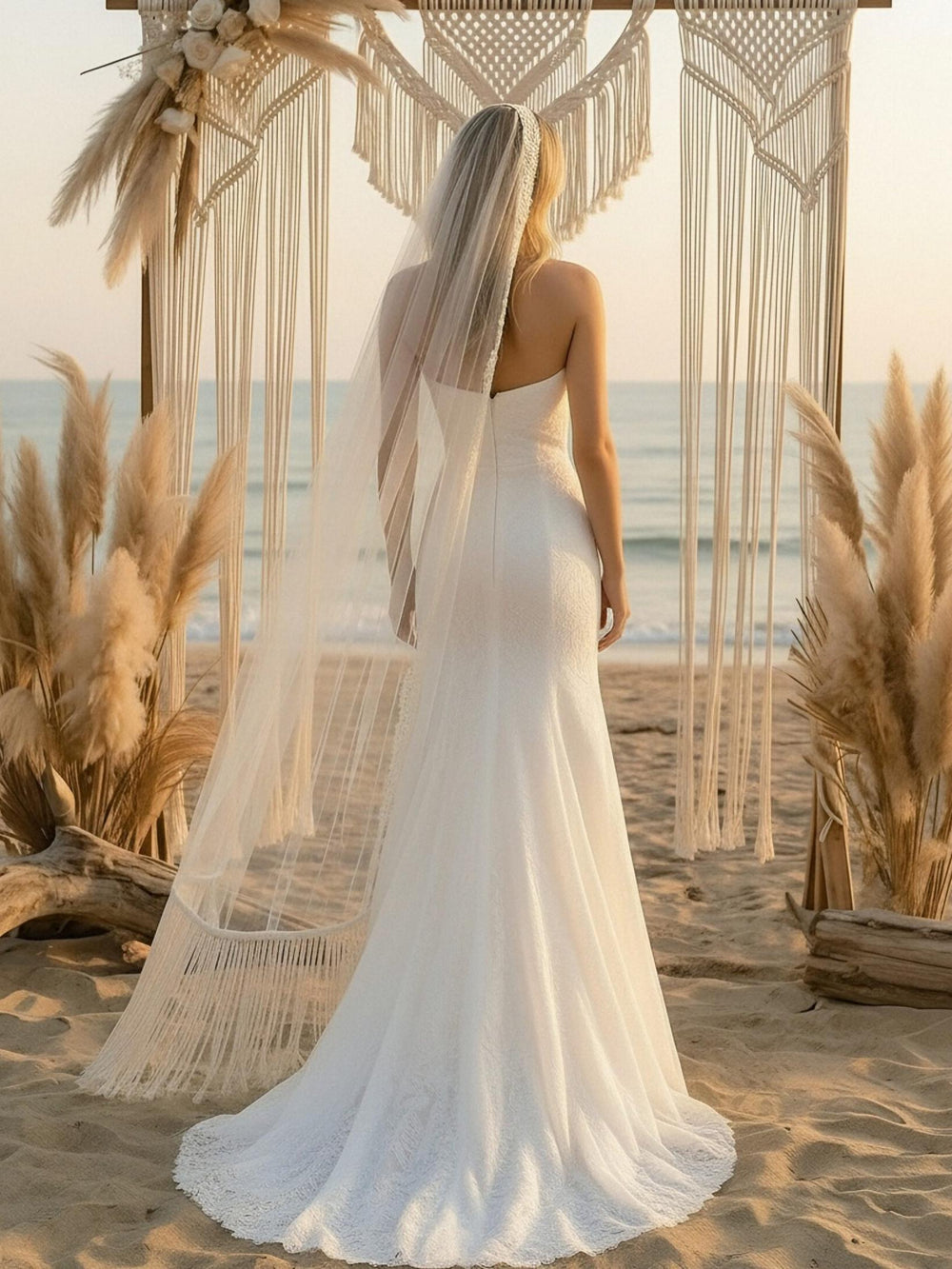 Laces Mermaid Strapless Long Wedding Dresses
