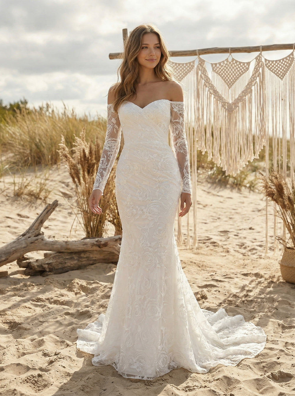 Laces Mermaid Sweetheart Long Wedding Dresses