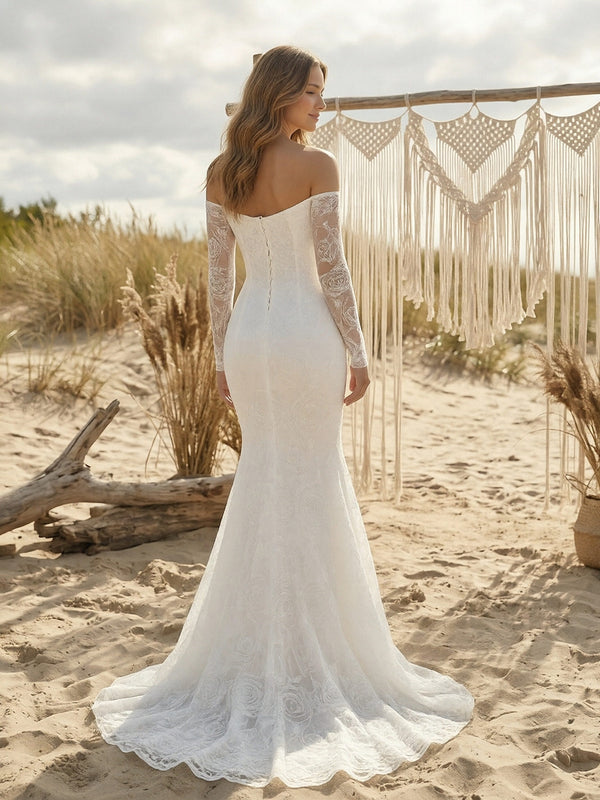 Laces Mermaid Sweetheart Long Wedding Dresses