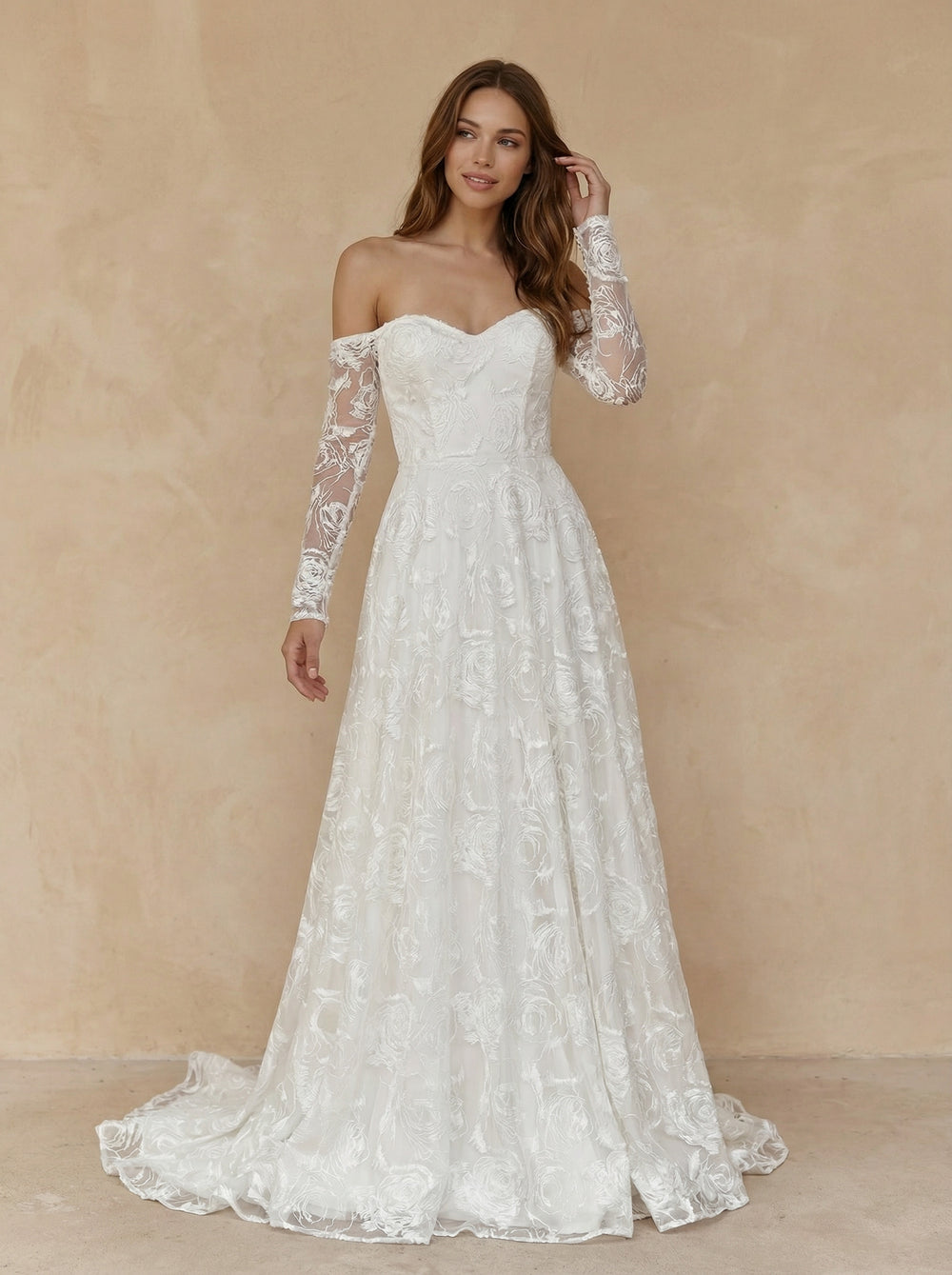 Laces A Line Sweetheart Long Wedding Dresses