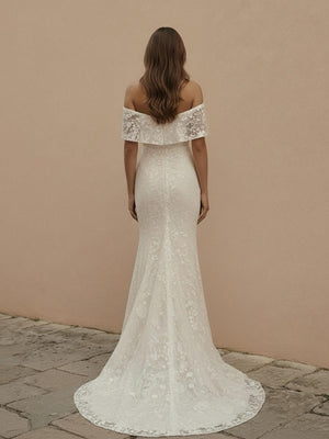 Laces Mermaid Off the Shoulder Long Wedding Dresses