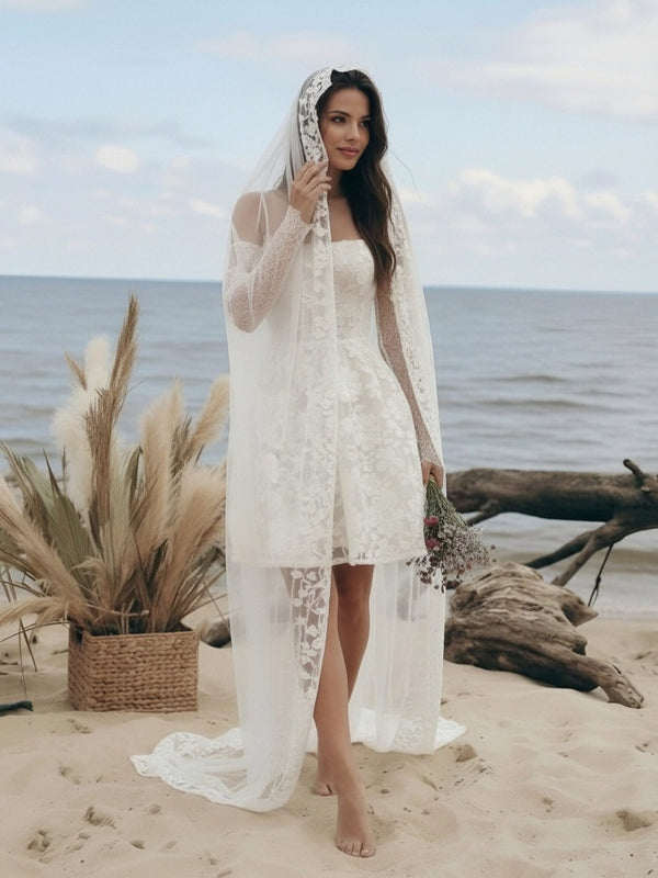 Laces A Line Spaghetti Straps Short Wedding Dresses