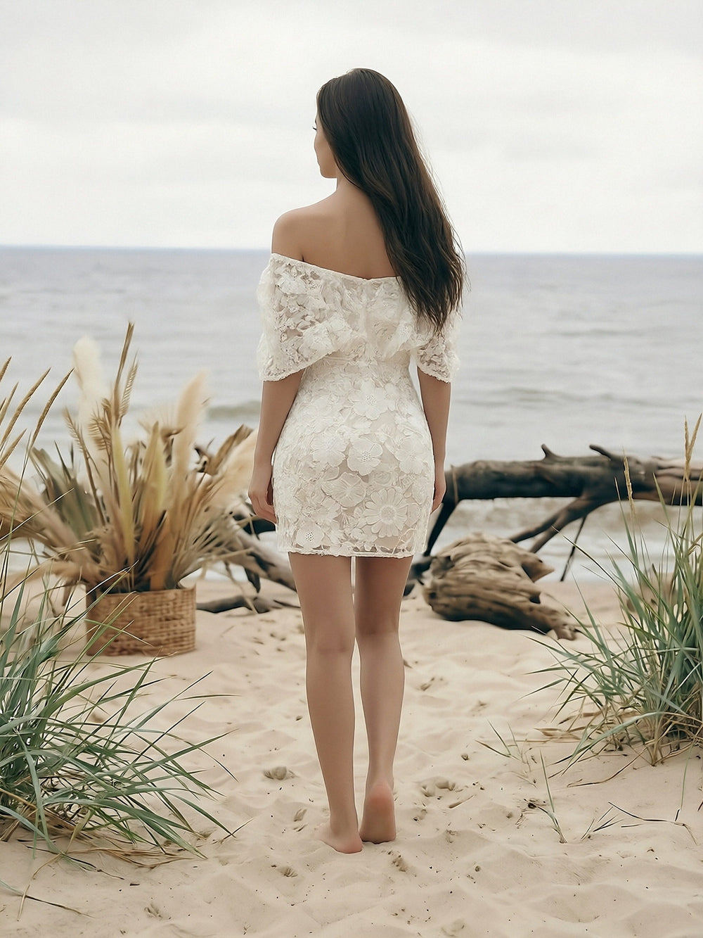 Laces Bodycon Off the Shoulder Short Wedding Dresses