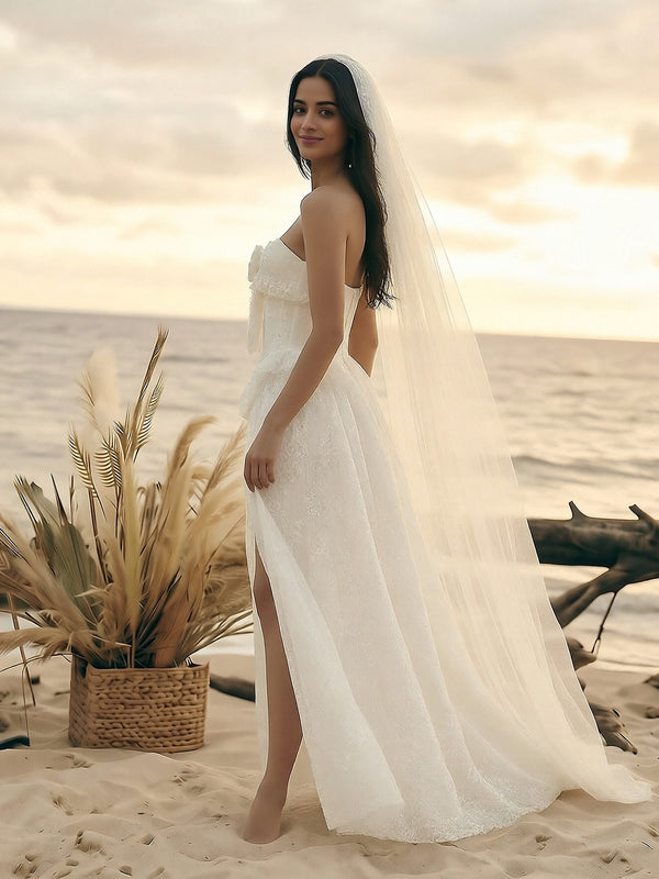 Laces A Line Sweetheart Long Wedding Dresses