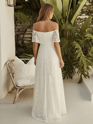 Laces A Line Off the Shoulder Long Wedding Dresses