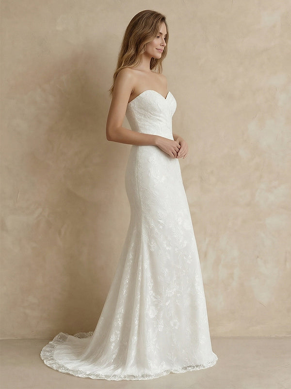 Laces Mermaid Sweetheart Long Wedding Dresses