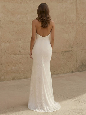 Laces Mermaid Halter Long Wedding Dresses