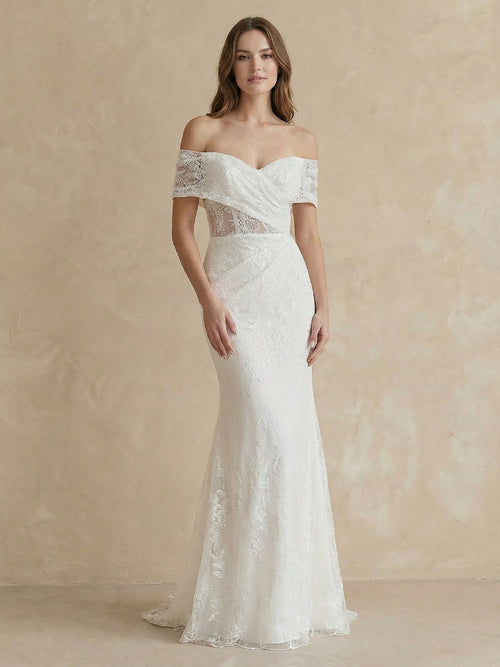 Laces Mermaid Off the Shoulder Long Wedding Dresses