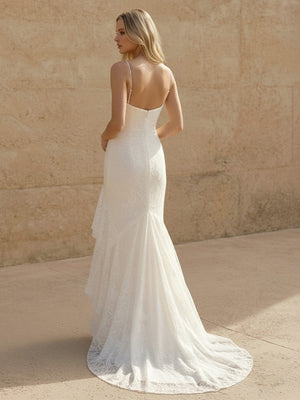 Laces Mermaid Spaghetti Straps Long Wedding Dresses