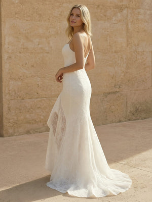 Laces Mermaid Spaghetti Straps Long Wedding Dresses