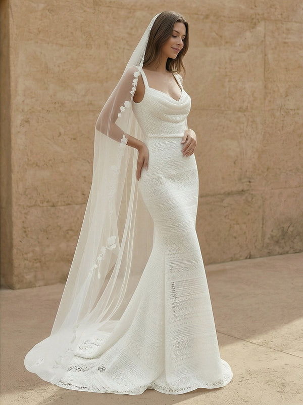 Laces Mermaid Spaghetti Straps Long Wedding Dresses