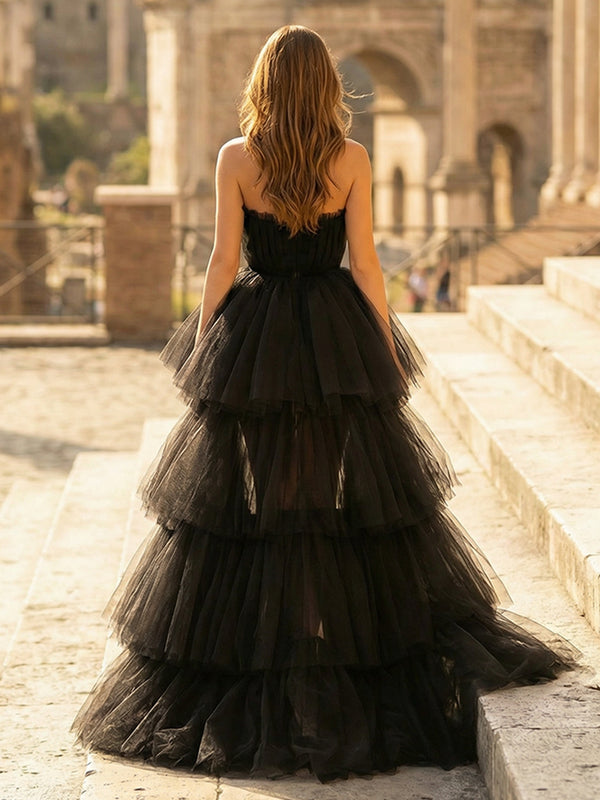 Tulle A Line Strapless Short Wedding Dresses