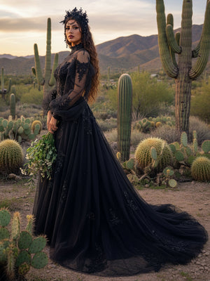 Lace Appliques A-Line Long Sleeves Sweetheart Wedding Dresses with Backless