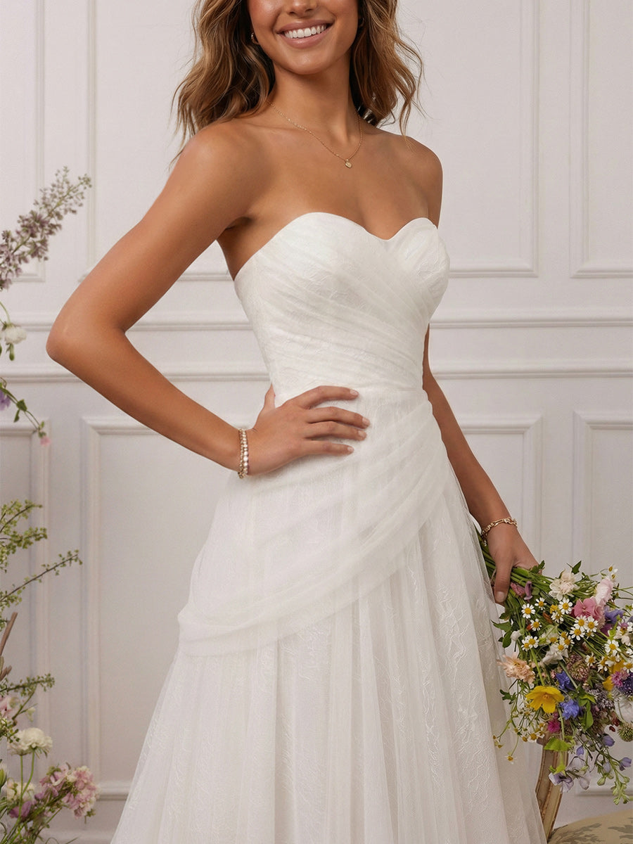 Laces A Line Sweetheart Short Little White Dresses