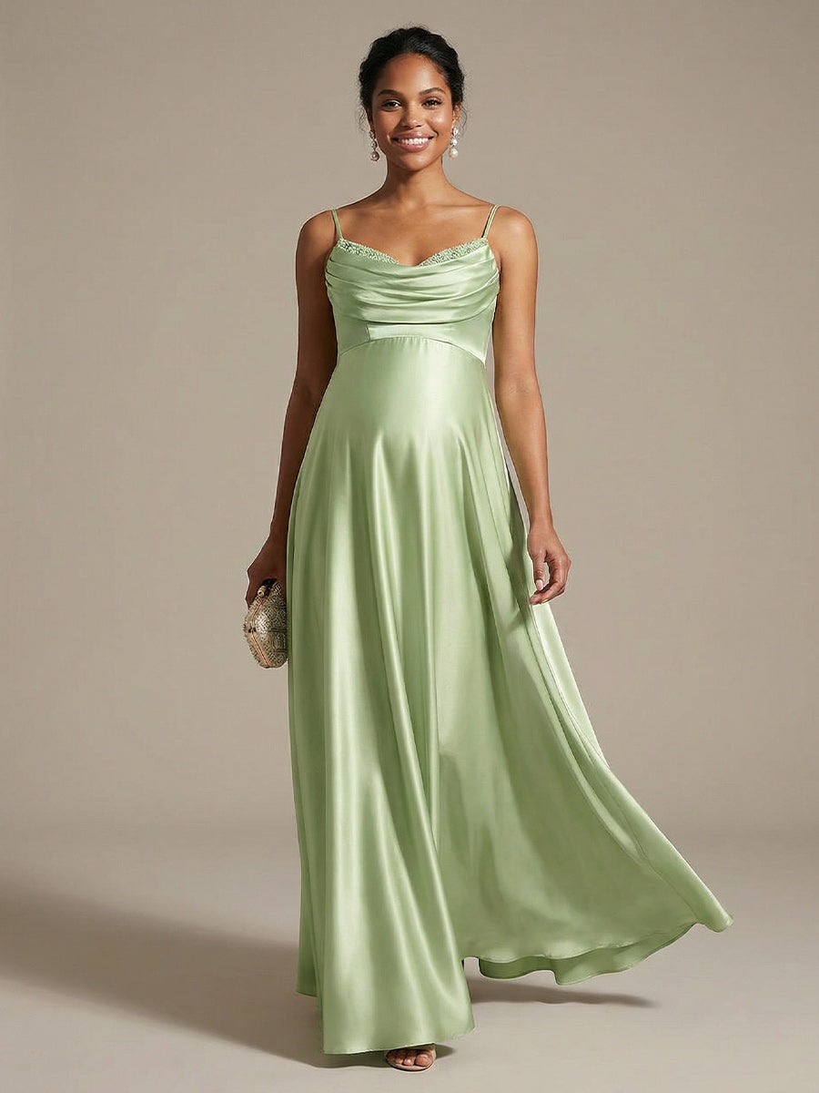 Sweetheart A Line Spaghetti Straps Satin Wedding Guest  Dresses