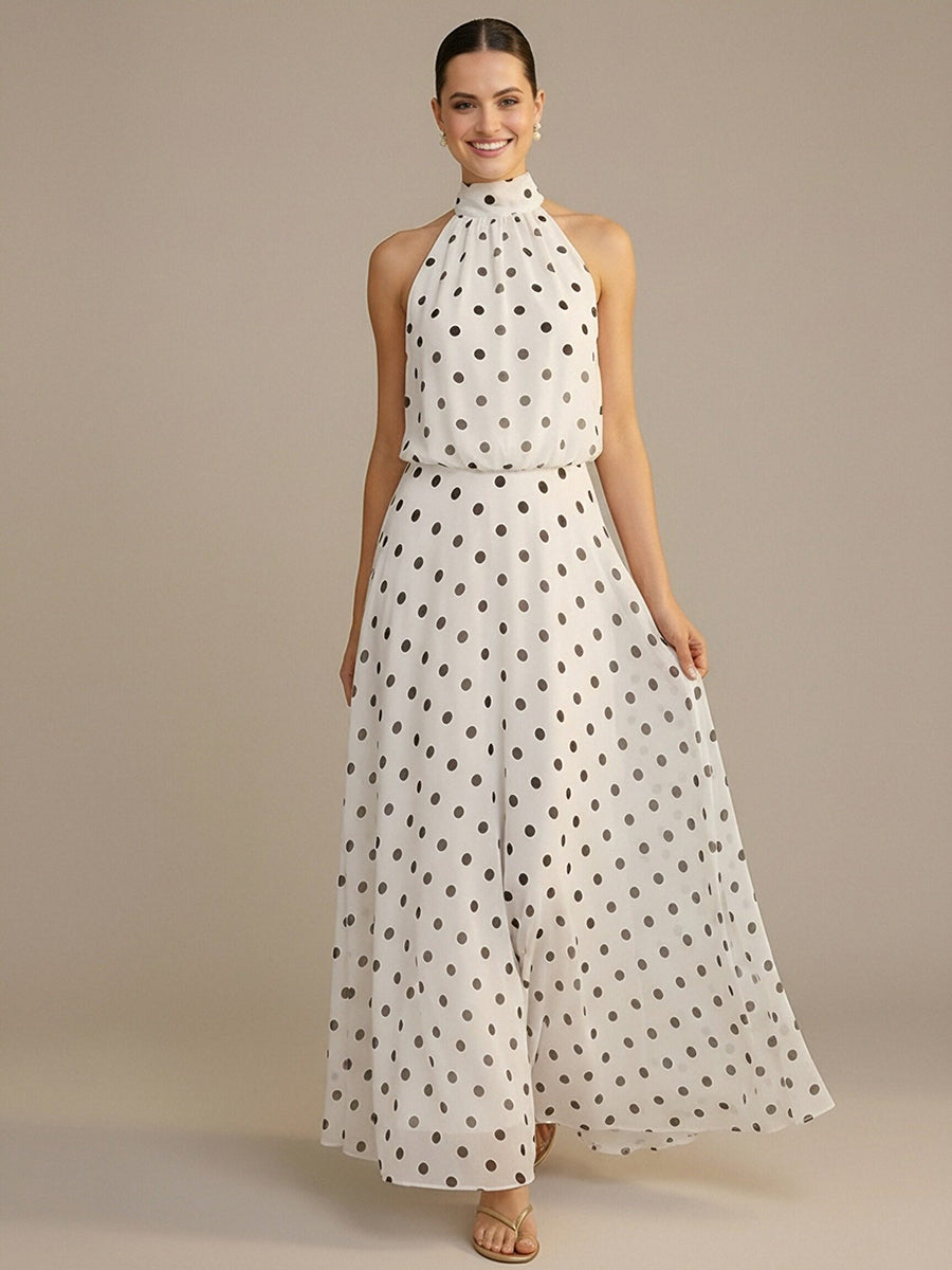 Chiffon A Line Mock Neck Wedding Guest Dresses