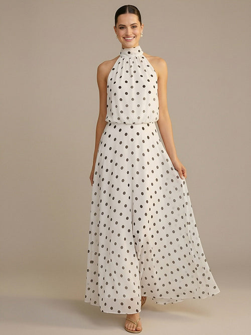 Chiffon A Line Mock Neck Wedding Guest Dresses