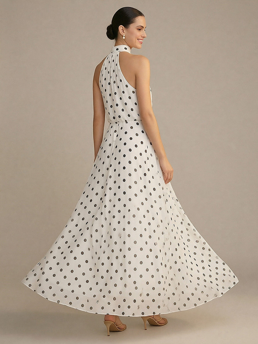 Chiffon A Line Mock Neck Wedding Guest Dresses