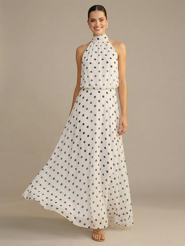 Chiffon A Line Mock Neck Wedding Guest Dresses