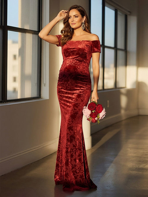 Satin Off the Shoulder Mermaid Maxi Dresses