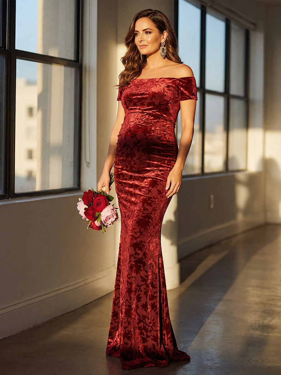 Satin Off the Shoulder Mermaid Maxi Dresses