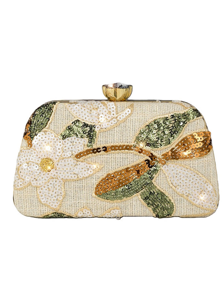 Women's Sequin Leaf Embroidered Geometric Fashion Formal Evening Clutch