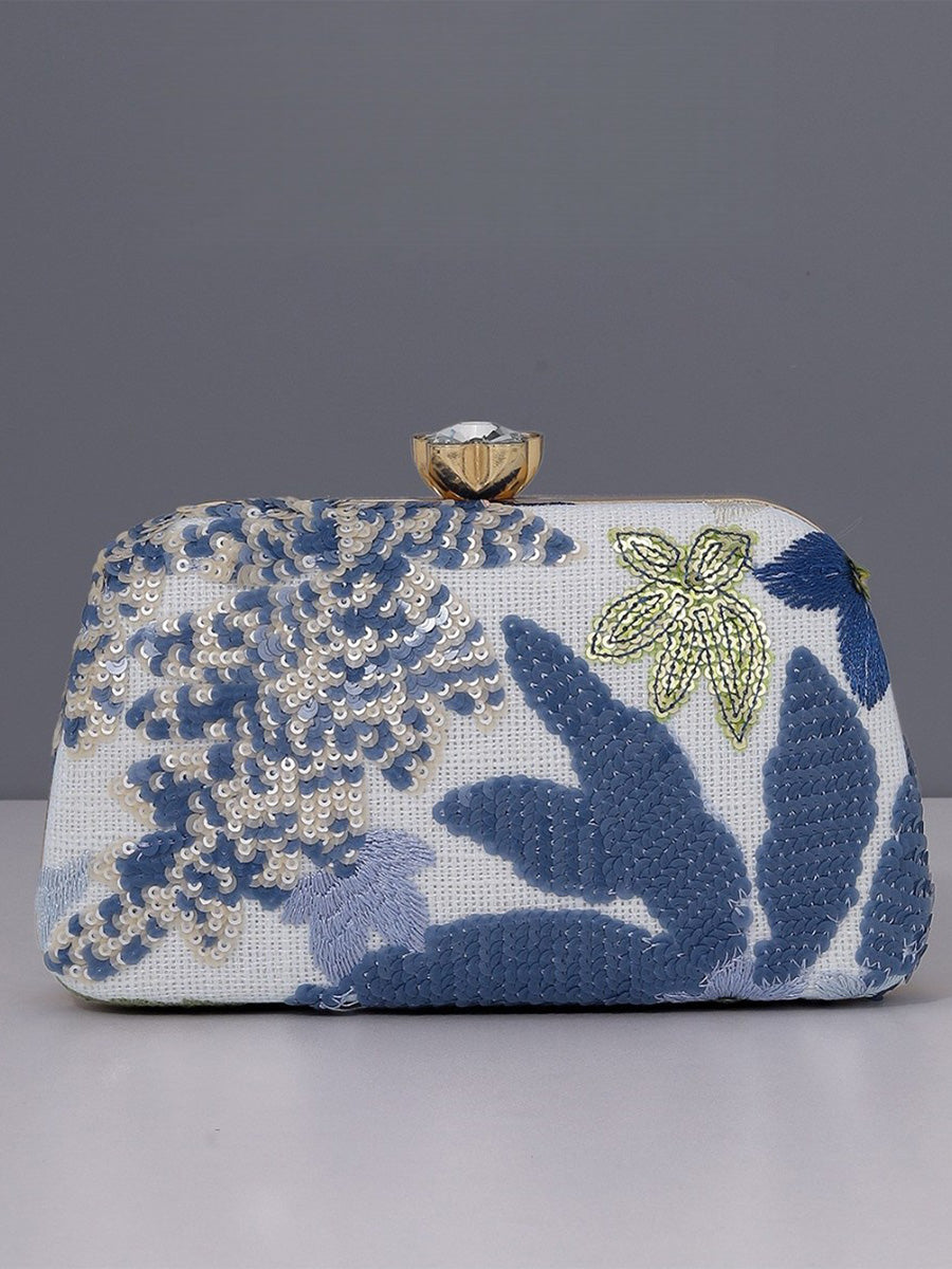 Women's Sequin Leaf Embroidered Geometric Fashion Formal Evening Clutch
