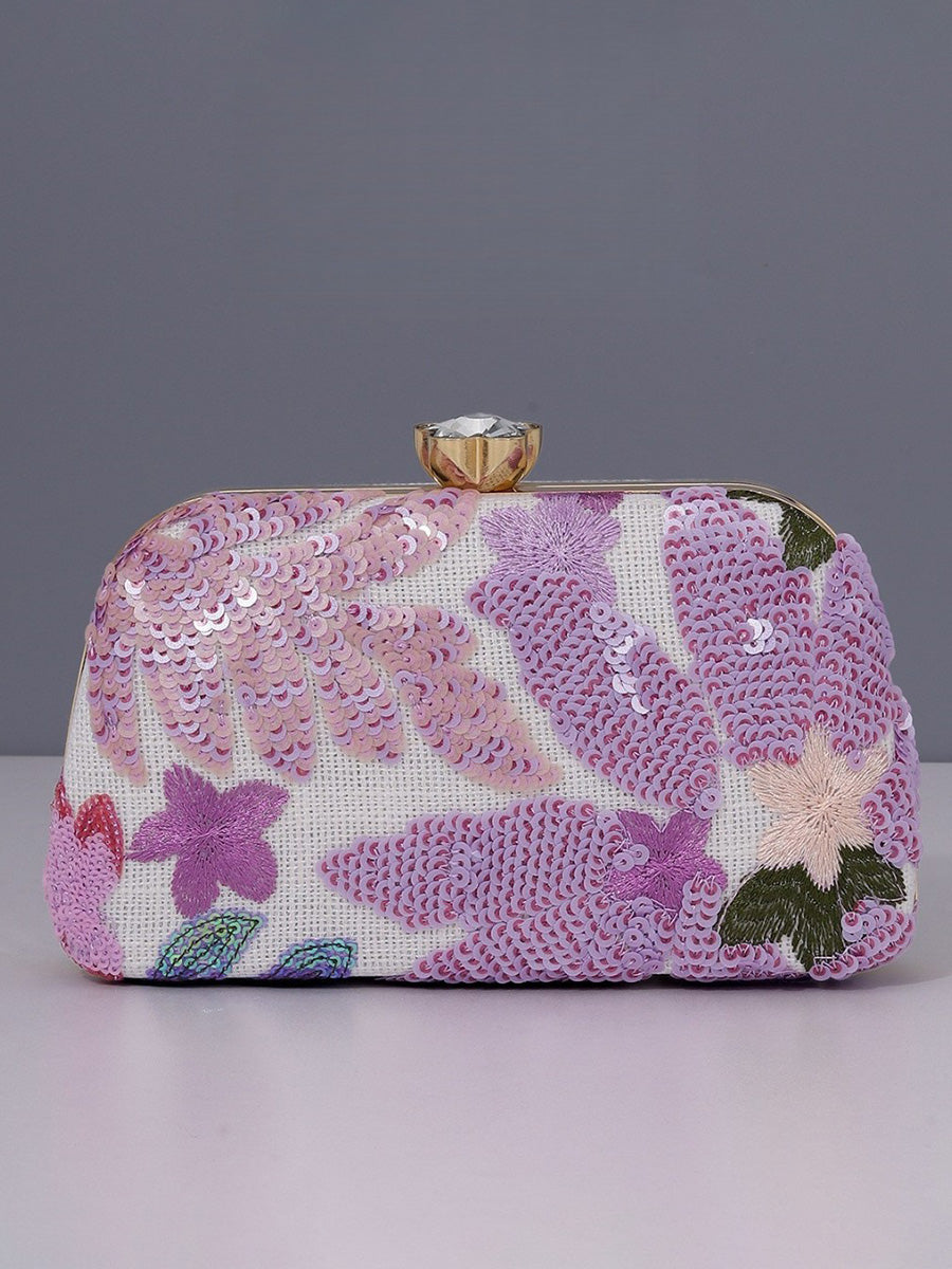 Women's Sequin Leaf Embroidered Geometric Fashion Formal Evening Clutch