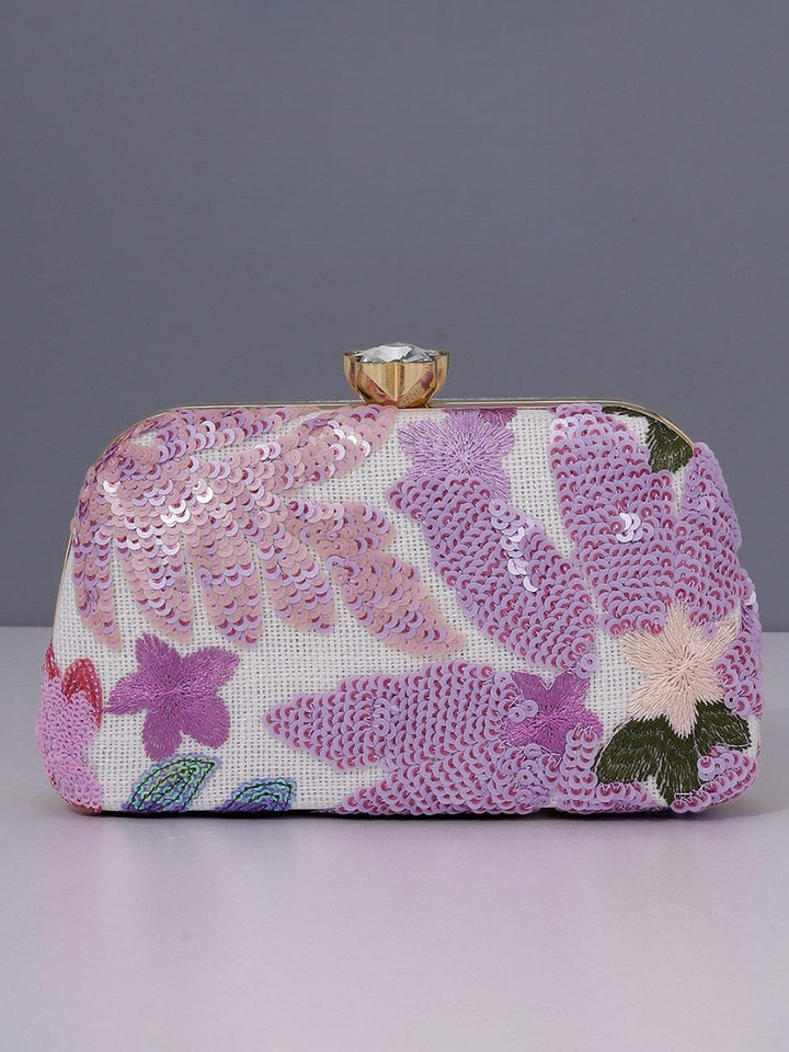 Women's Sequin Leaf Embroidered Geometric Fashion Formal Evening Clutch