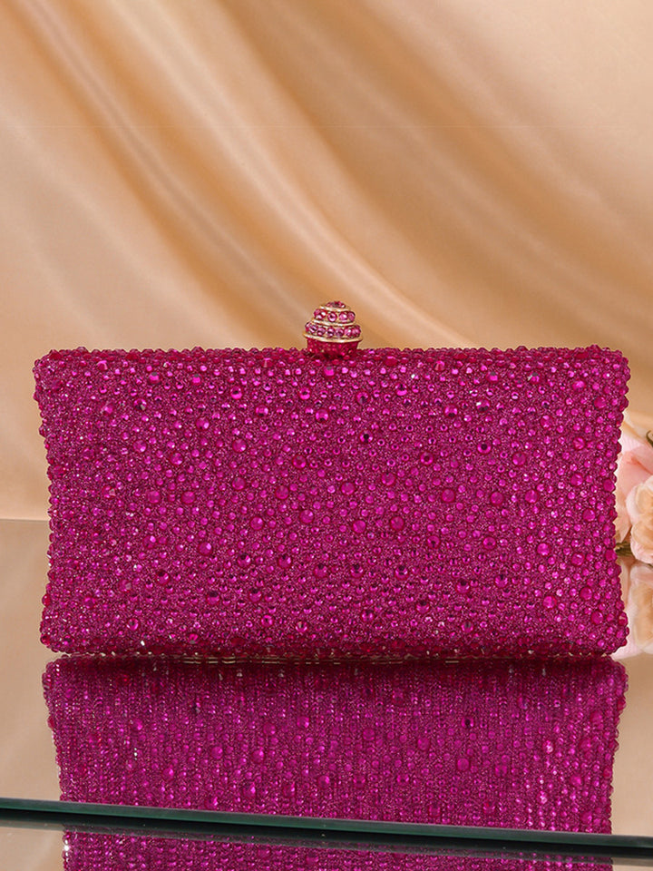 Women's Glitter Luxurious Beadings Evening Clutch with Crown Buckle