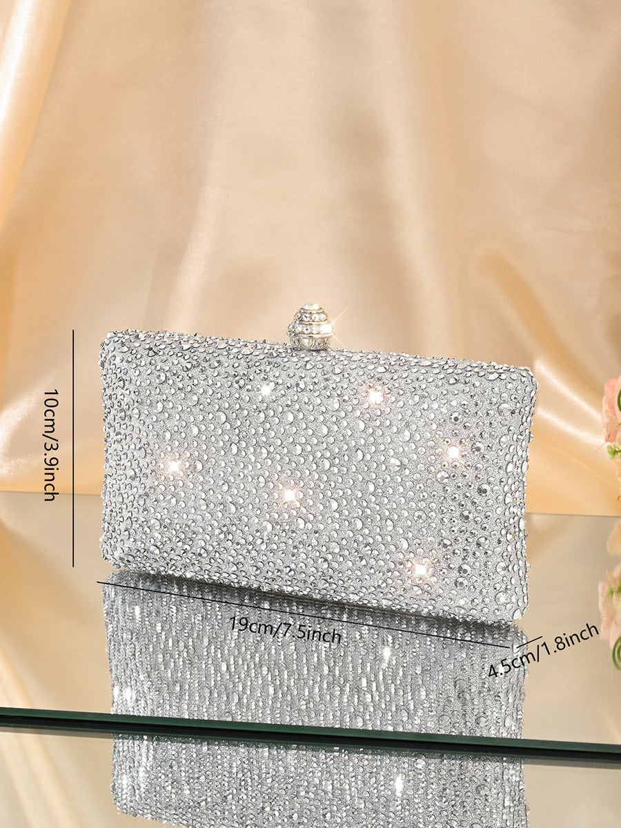 Women's Glitter Luxurious Beadings Evening Clutch with Crown Buckle