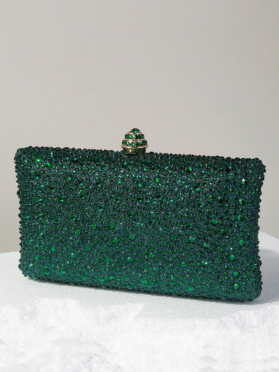 Women's Glitter Luxurious Beadings Evening Clutch with Crown Buckle