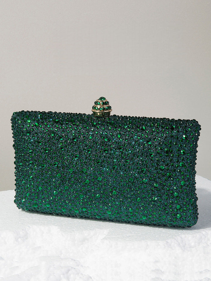 Women's Glitter Luxurious Beadings Evening Clutch with Crown Buckle