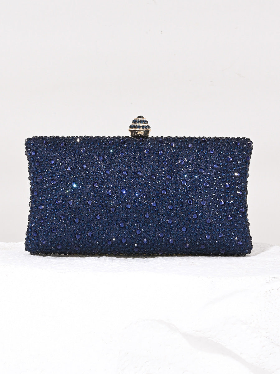 Women's Glitter Luxurious Beadings Evening Clutch with Crown Buckle