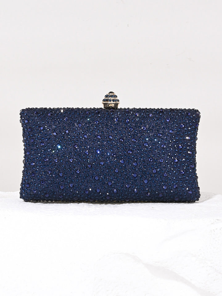 Women's Glitter Luxurious Beadings Evening Clutch with Crown Buckle