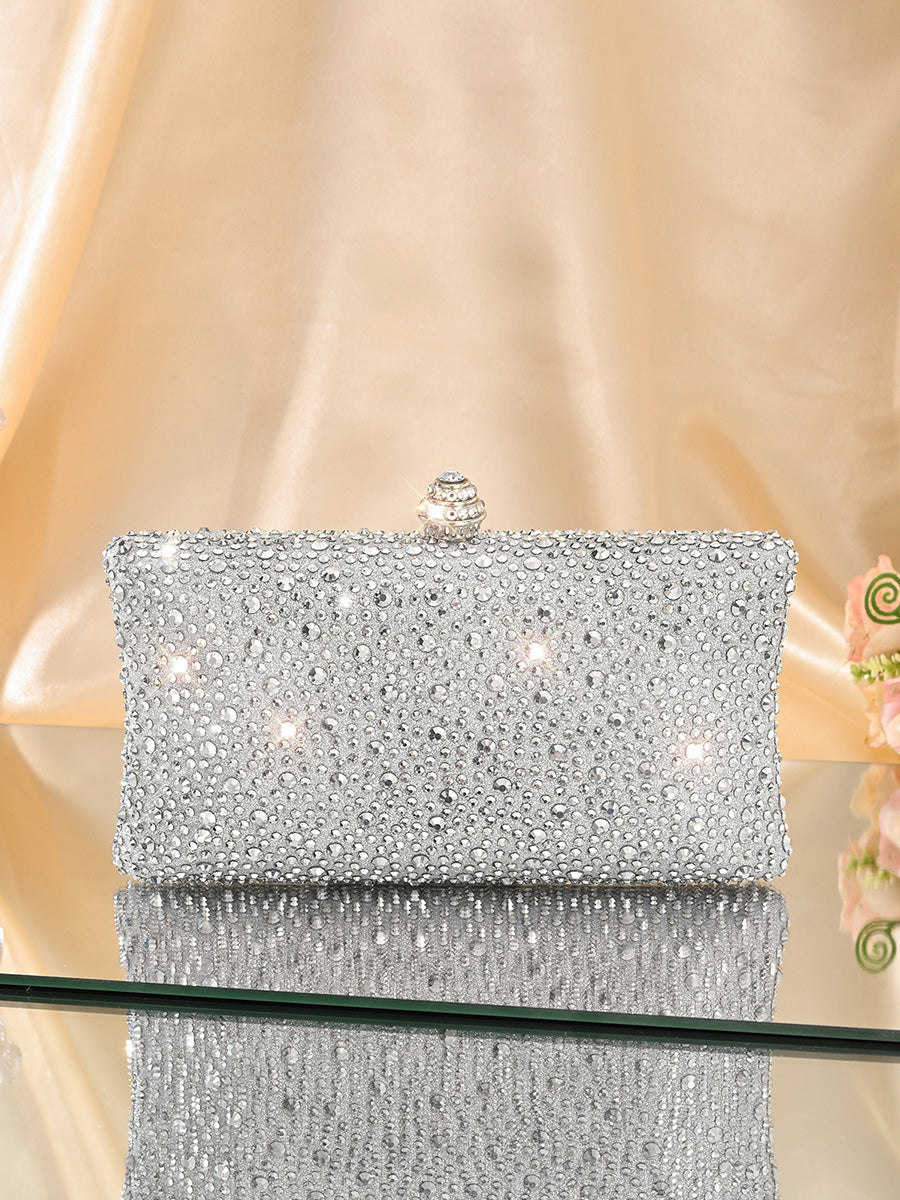 Women's Glitter Luxurious Beadings Evening Clutch with Crown Buckle