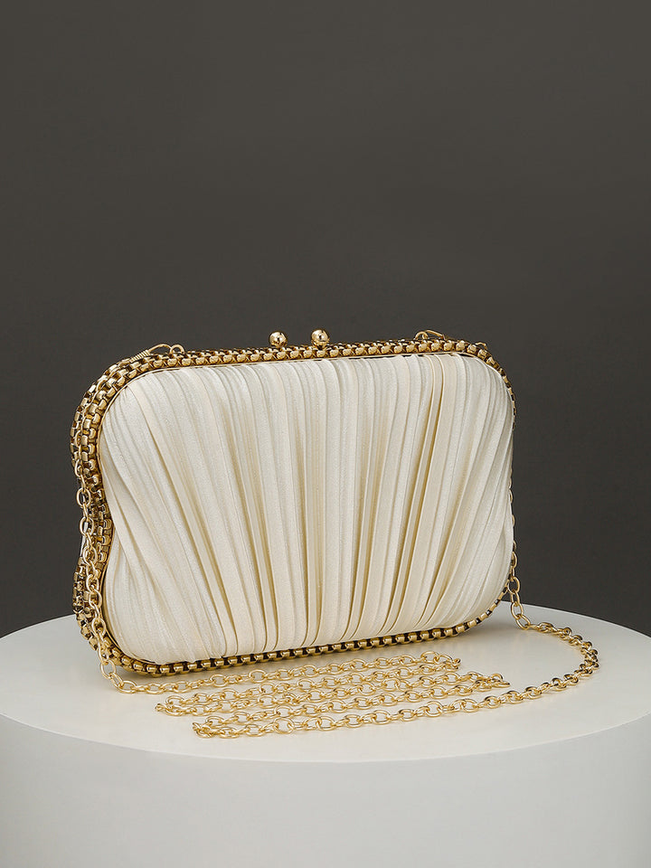 Geometric Elegant Pleats Chain Polyester Handbags