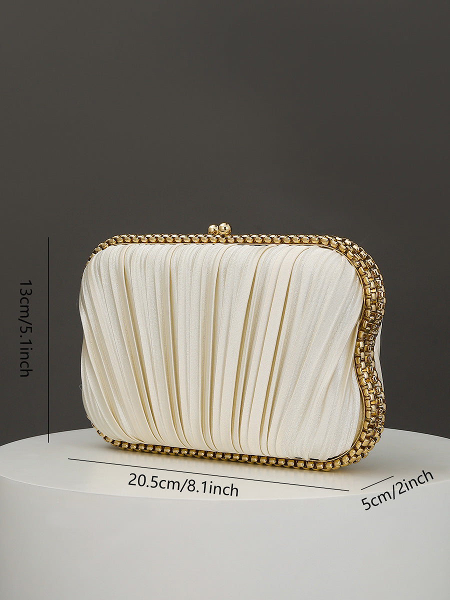 Geometric Elegant Pleats Chain Polyester Handbags