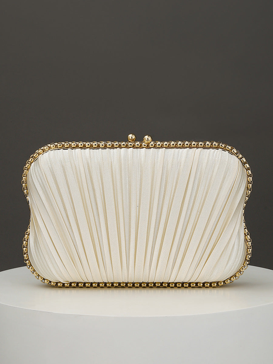 Geometric Elegant Pleats Chain Polyester Handbags