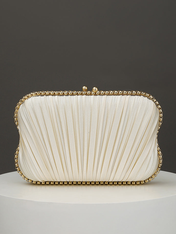 Geometric Elegant Pleats Chain Polyester Handbags