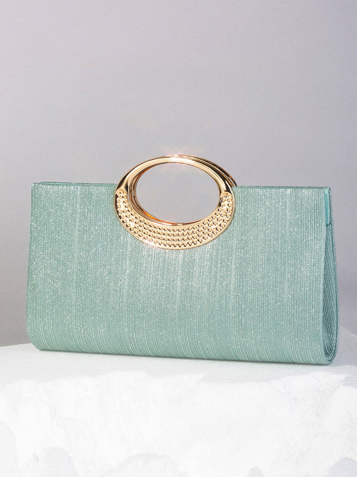 Geometric Metal Handle Stripes Glitter Polyester Handbagsfor Evening